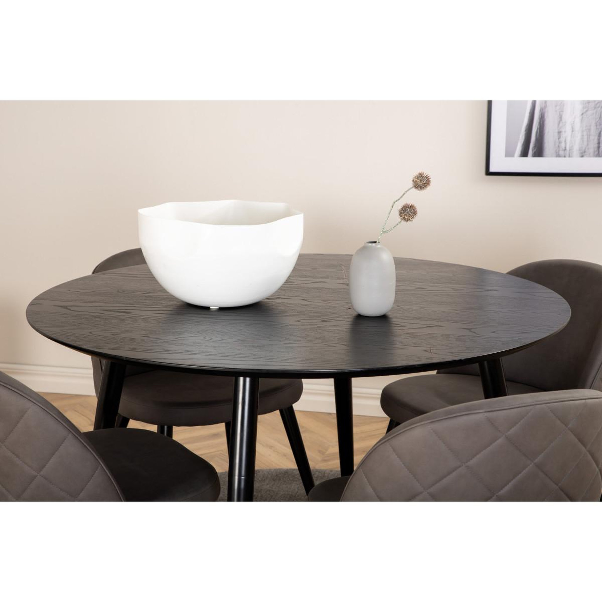 Voir la diapositive 3 : Paris Prix Ensemble table à manger & 4 chaises  dipp & velvet  115cm noir & gris