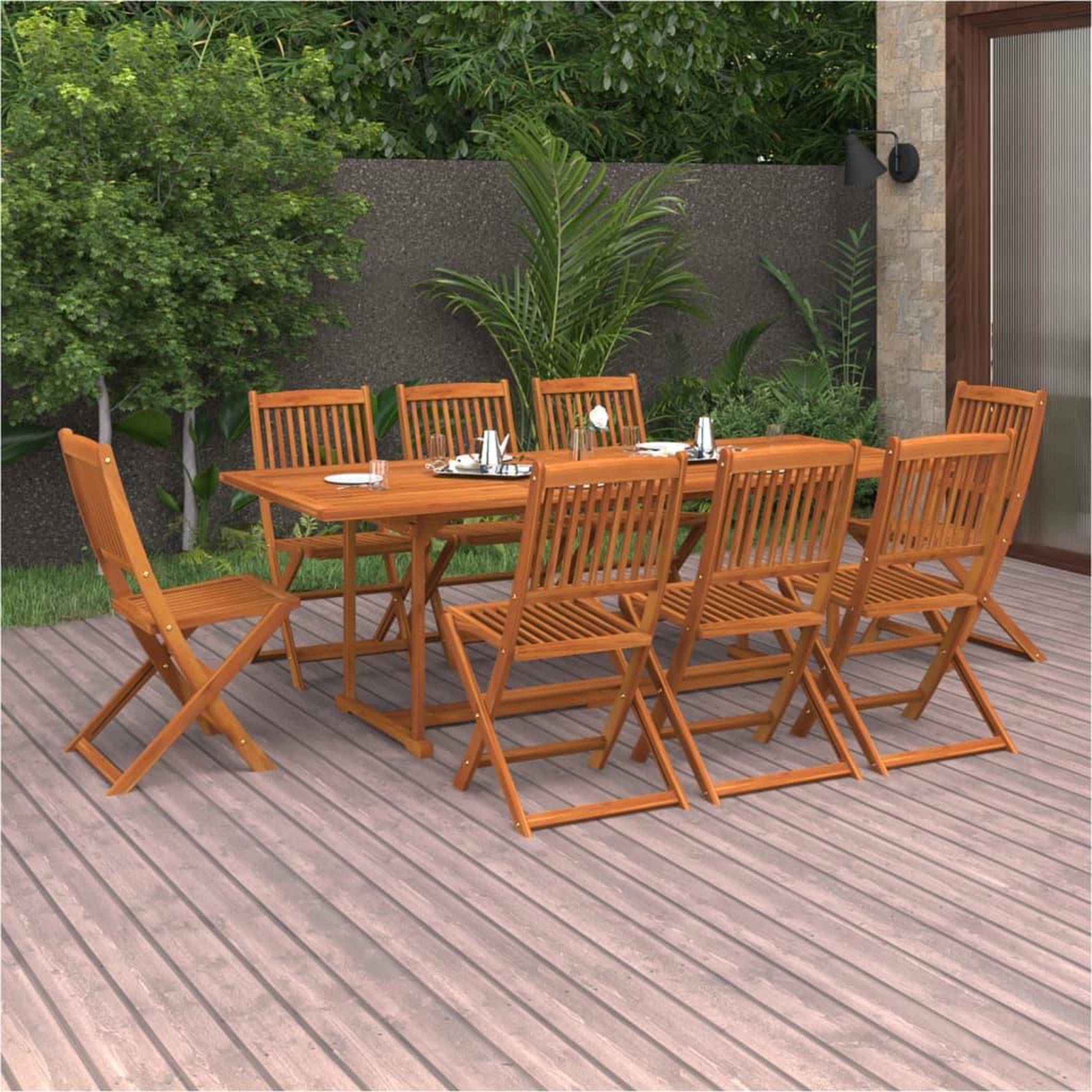 Voir la diapositive 1 : VIDAXL Ensemble a manger de jardin 9 pcs 220x90x75 cm bois d'acacia