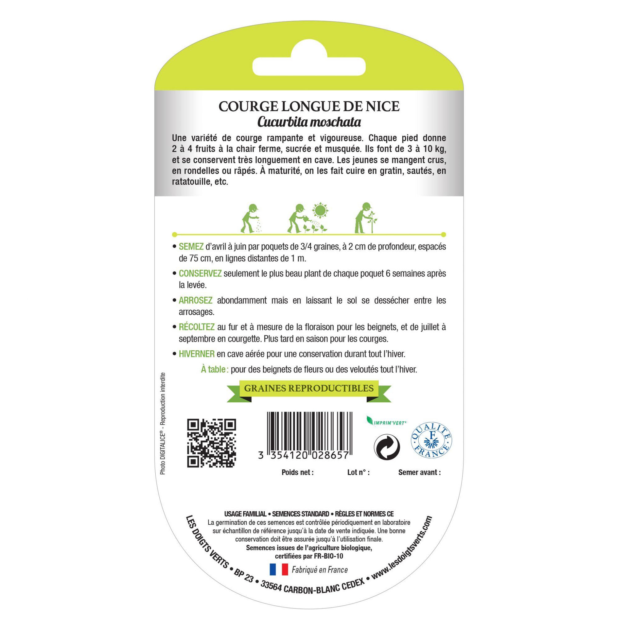 Voir la diapositive 2 : LES DOIGTS VERTS Graines courge longue de Nice BIO Les Doigts Verts