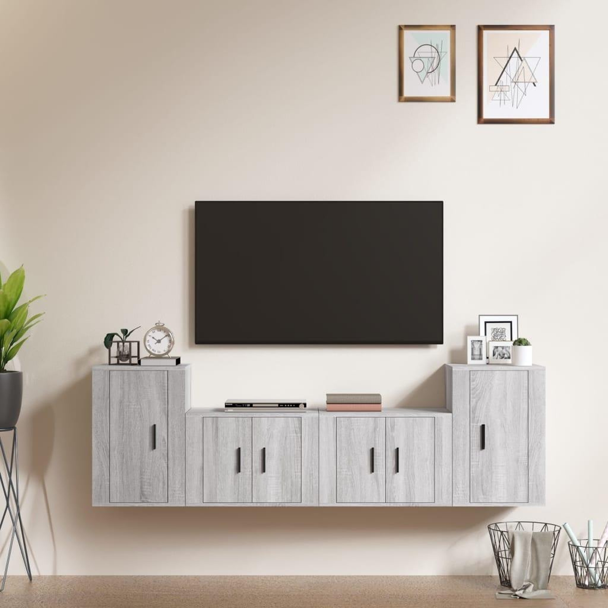 Voir la diapositive 1 : VIDAXL Ensemble de meubles TV 4 pcs Sonoma gris Bois d'ingenierie