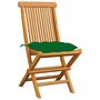 Voir la diapositive 3 : VIDAXL Chaises de jardin et coussins vert lot de 8 Bois de teck massif