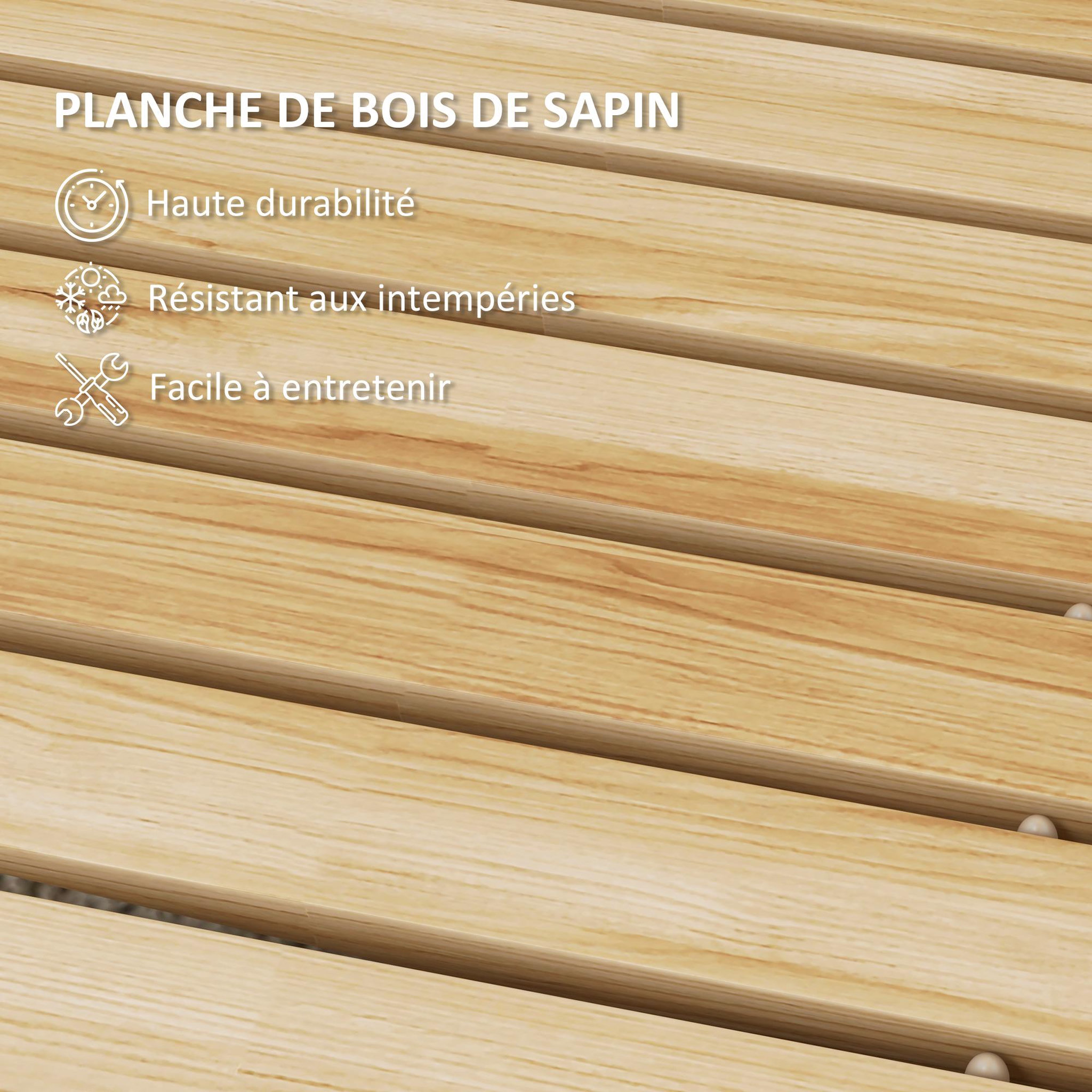 Voir la diapositive 6 : OUTSUNNY Allée chemin de jardin enroulable en lattes de bois dim. 120L x 38l cm sapin pré-huilé