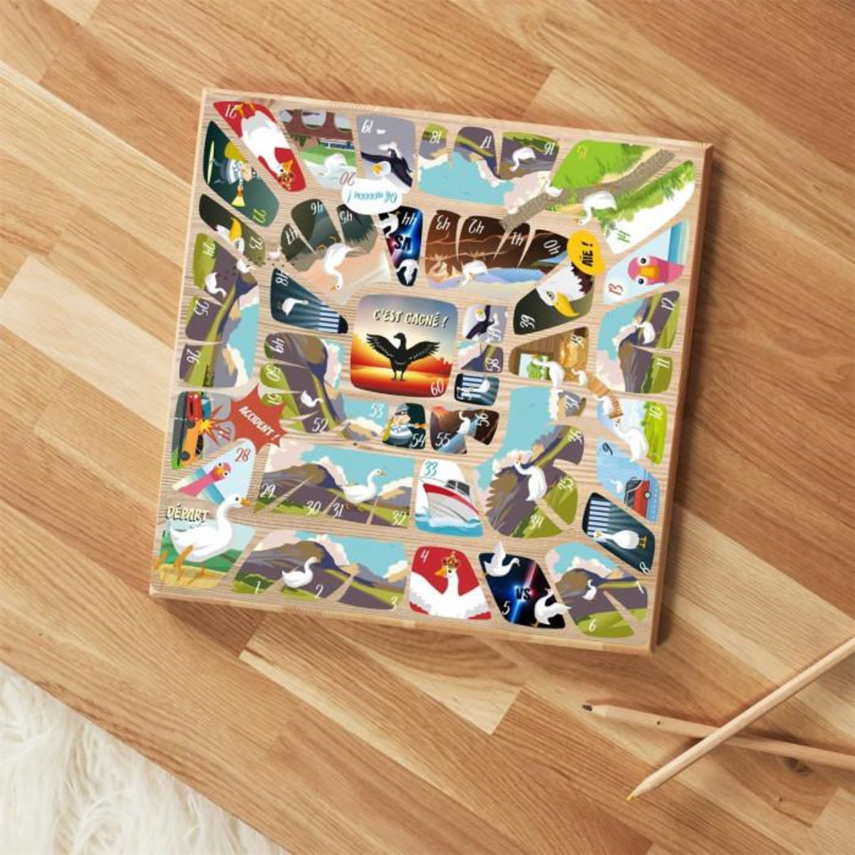 Paris Prix Jeu de l'Oie en Bois  Vintage  29cm Multicolore