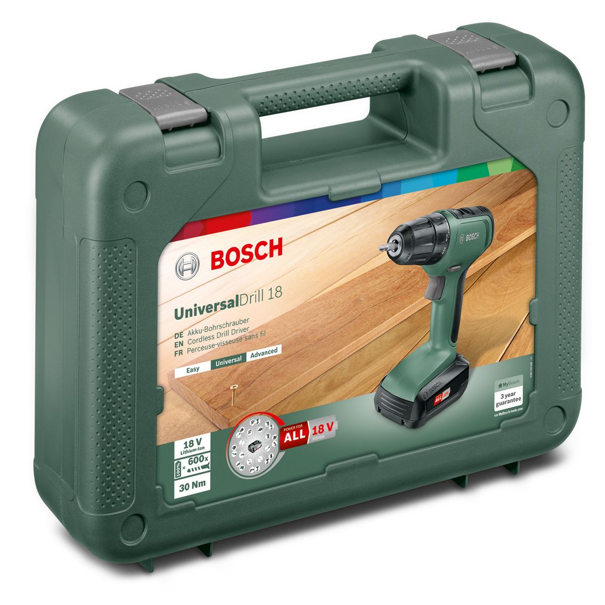 BOSCH Perceuse sans fil 18V UniversalDrill - 2 batteries 1.5 Ah