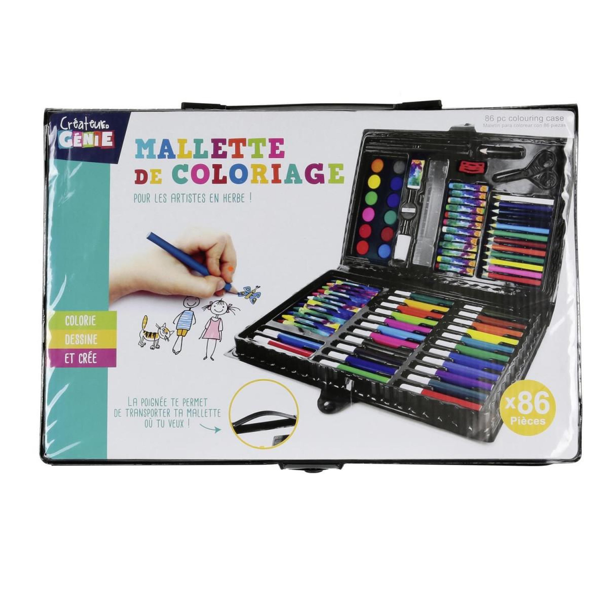 Voir la diapositive 3 : Jeux 2 momes Malette de Coloriage  86 Pièces  34cm Multicolore