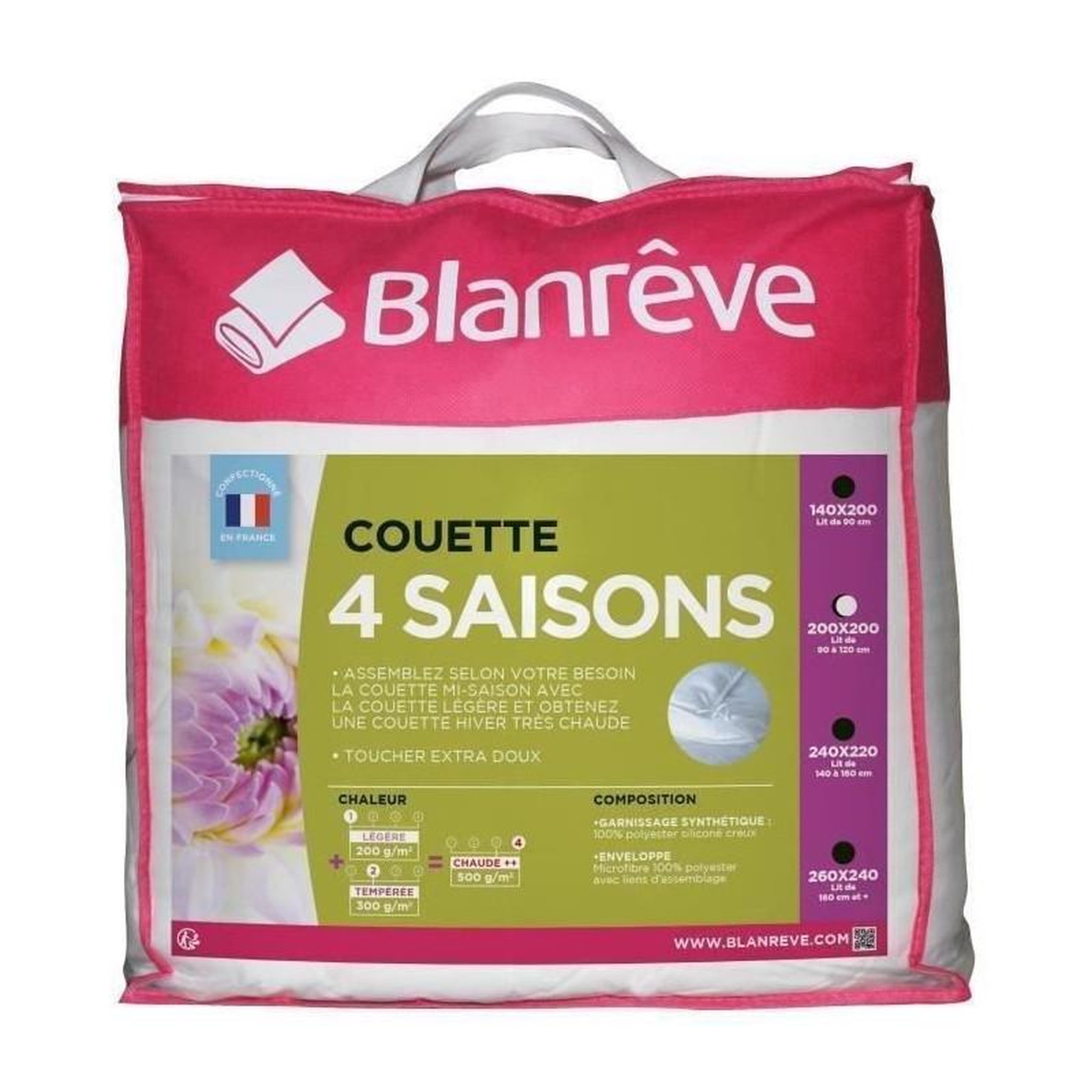 Voir la diapositive 1 : BLANREVE BLANREVE Couette 4 saisons - 200 x 200 cm - Blanc