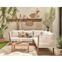 Voir la diapositive 2 : BEST MOBILIER Papua - salon bas de jardin 5 places - bois, corde et coussins beiges