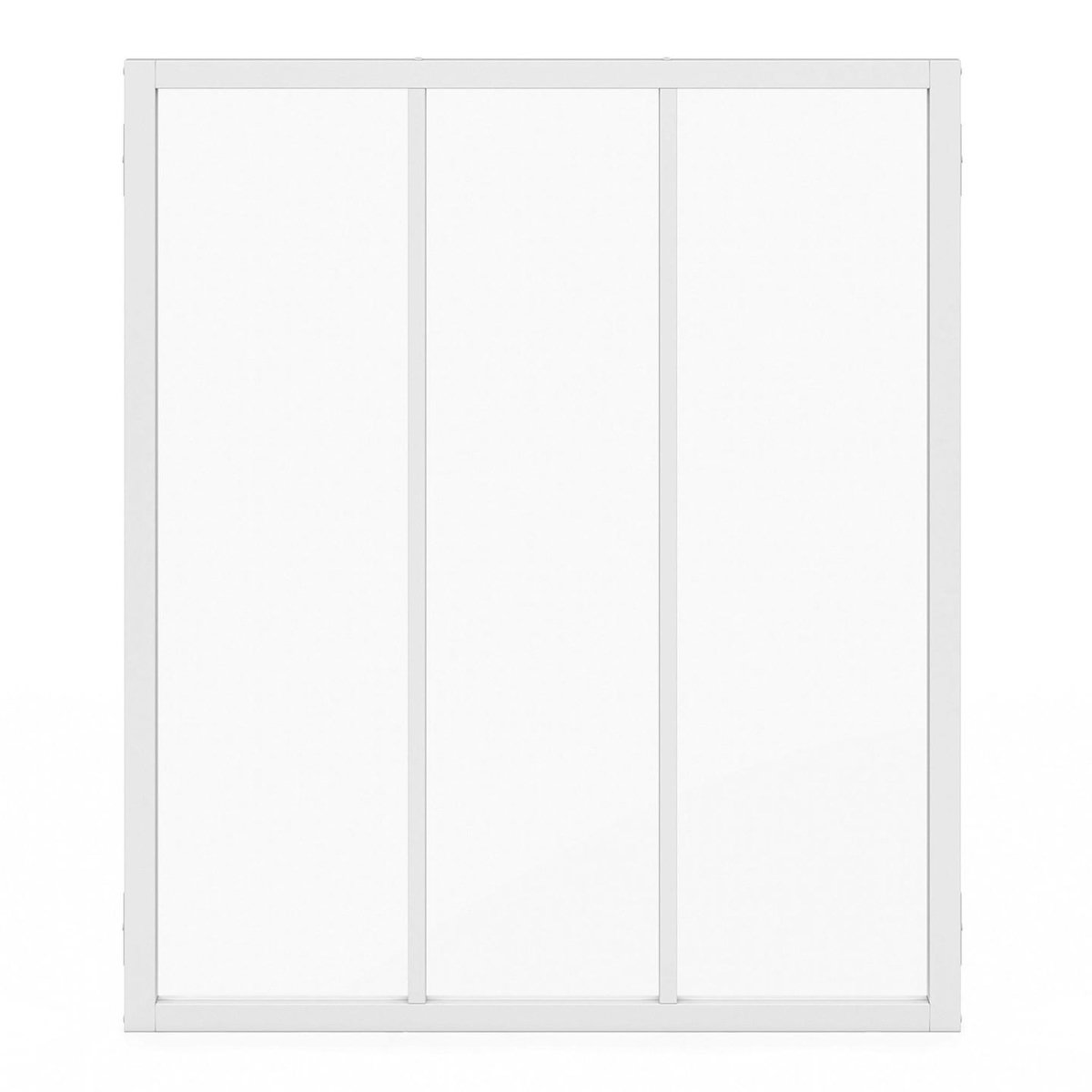 ID MARKET Verrière atelier 3 vitrages L. 93 x H. 108 cm en métal blanc et verre trempé