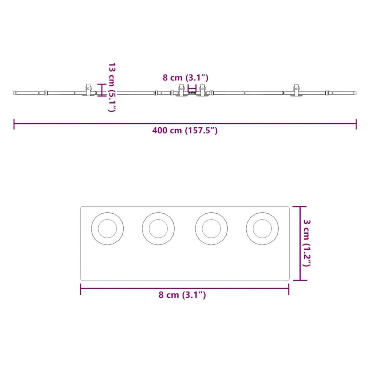 VIDAXL Kit de quincaillerie de porte coulissante 400 cm acier noir