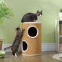 Voir la diapositive 2 : PAWHUT Arbre à chat cylindrique - tour à griffer pour chat - tonneau griffoir - 2 niches + plateforme - sisal peluche beige