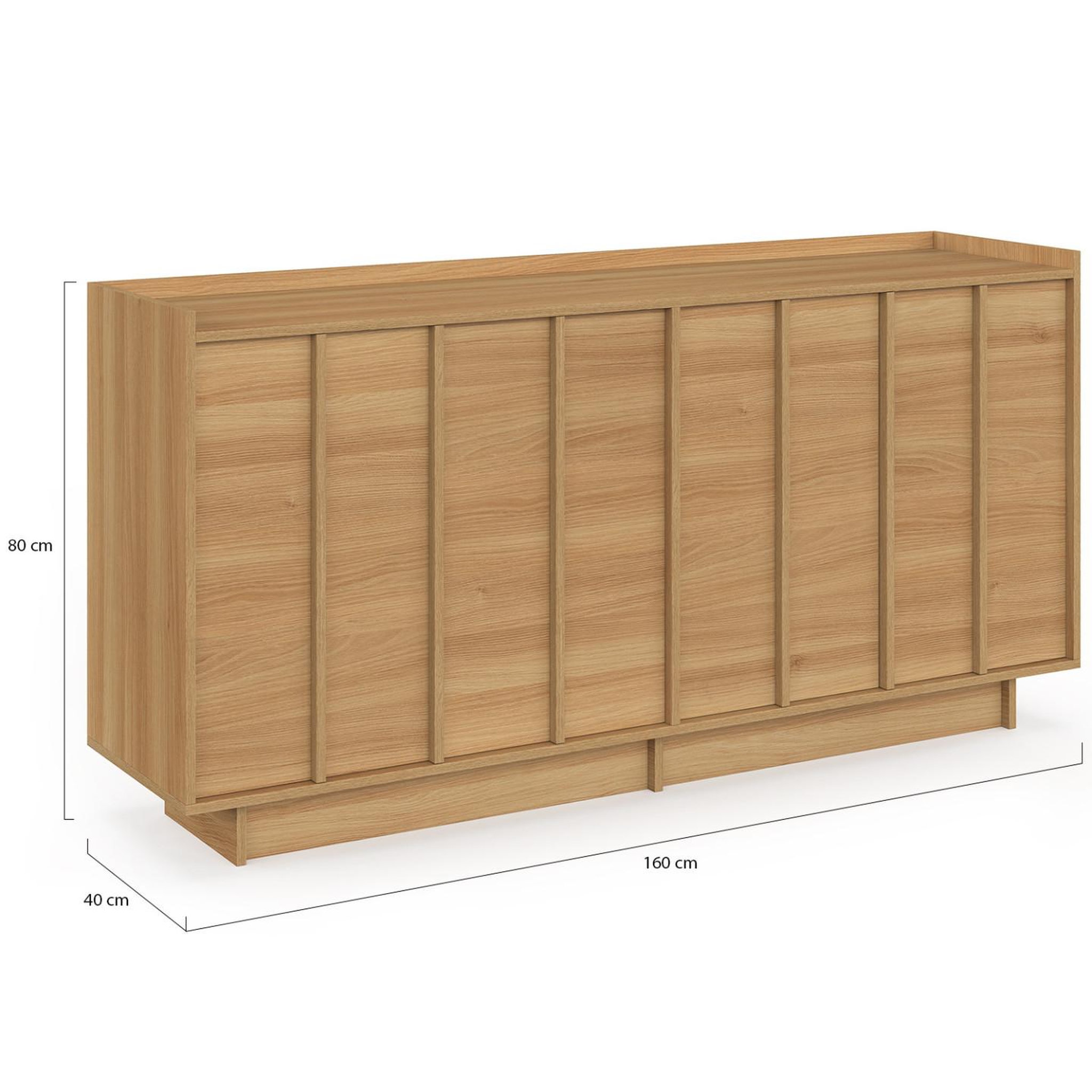Voir la diapositive 5 : ID MARKET Buffet 160 cm rosie 4 portes façon hêtre design minimaliste