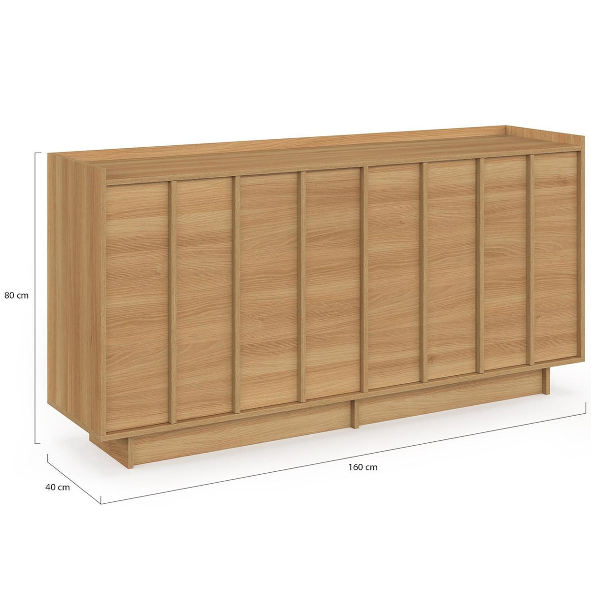 ID MARKET Buffet 160 cm ROSIE 4 portes façon hêtre design minimaliste