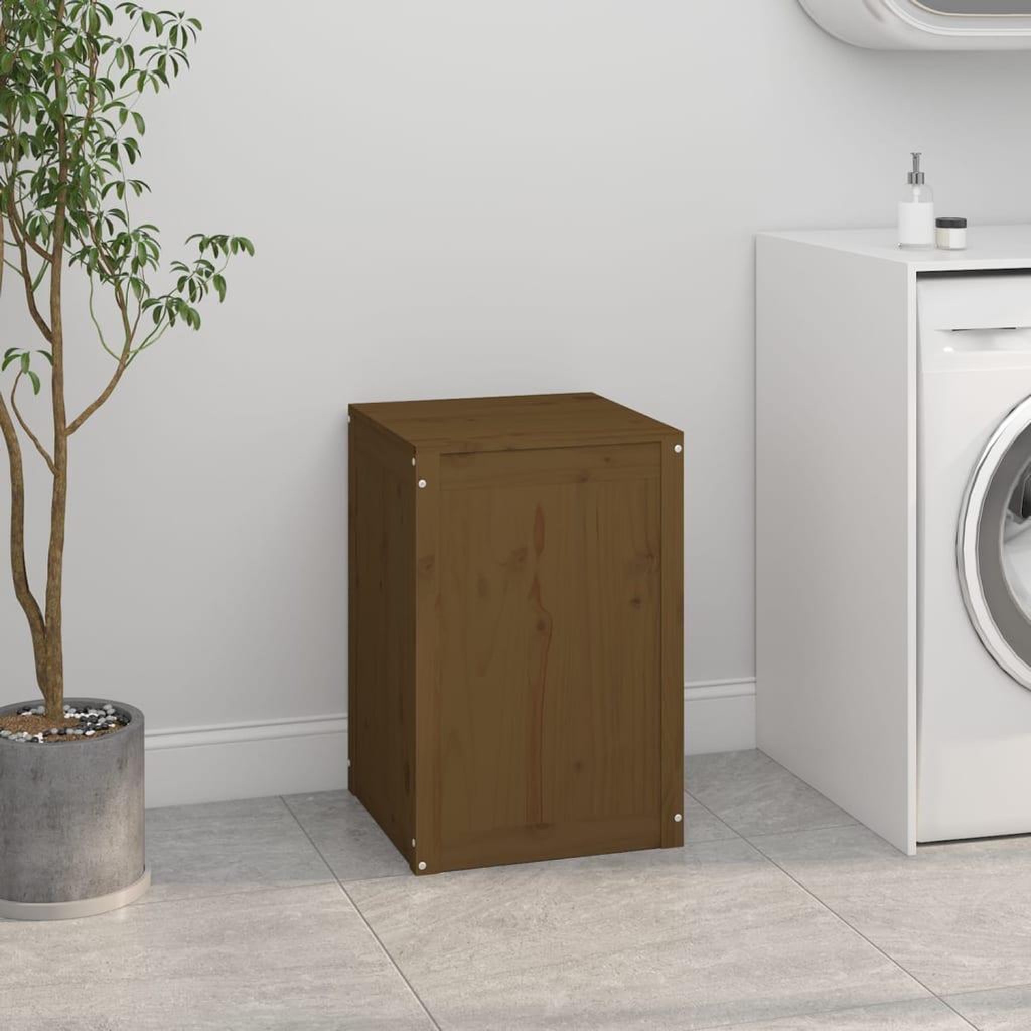 Voir la diapositive 3 : VIDAXL Boîte a linge Marron miel 44x44x66 cm Bois massif de pin