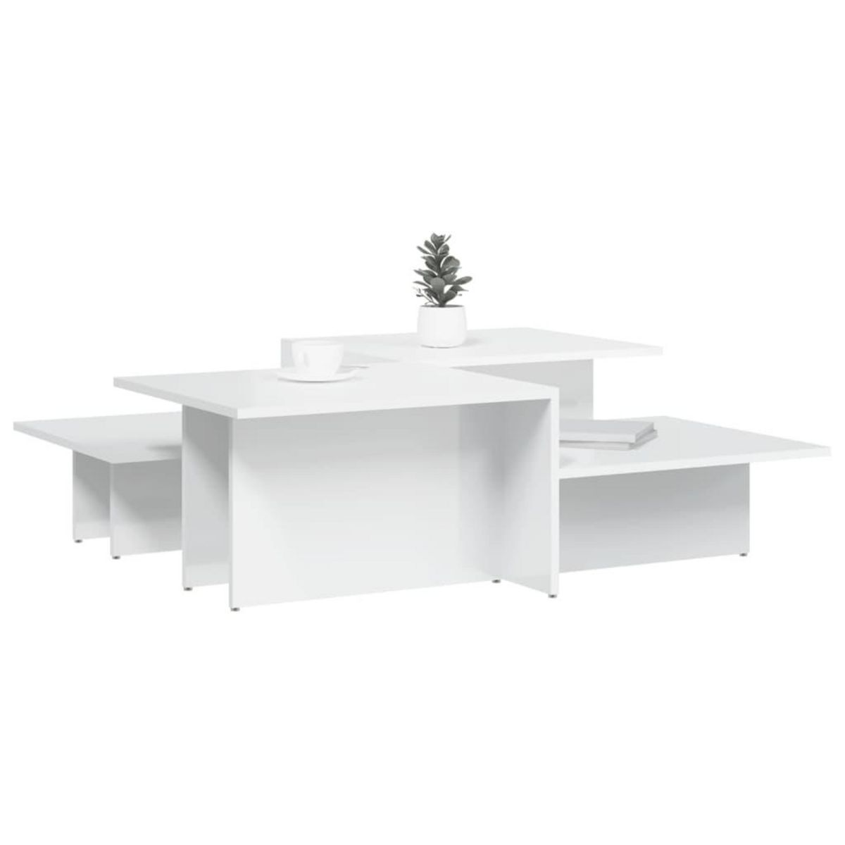 VIDAXL Tables basses 2 pcs blanc brillant bois d'ingenierie