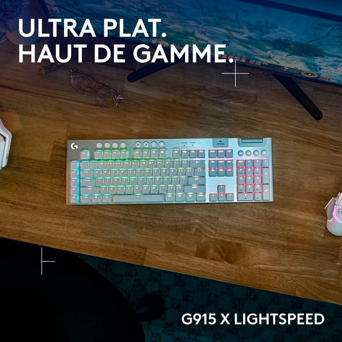 Logitech Clavier gamer sans fil G915 X Lightspeed Tactile Blanc