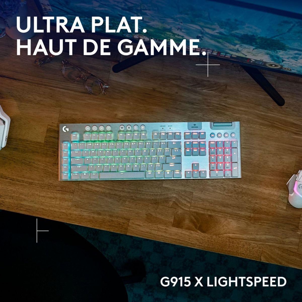 Logitech Clavier gamer sans fil G915 X Lightspeed Tactile Blanc