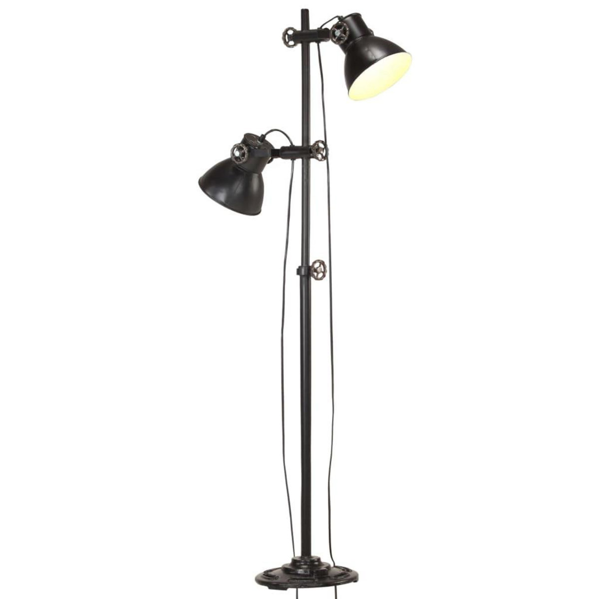 VIDAXL Lampadaire avec 2 abat-jour Noir E27 Fonte