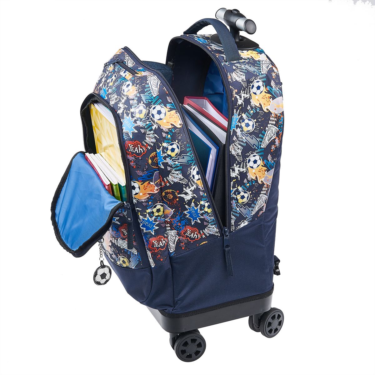 AUCHAN Sac à dos à roulettes polyester multicolore FOOTBALL STREET CODE