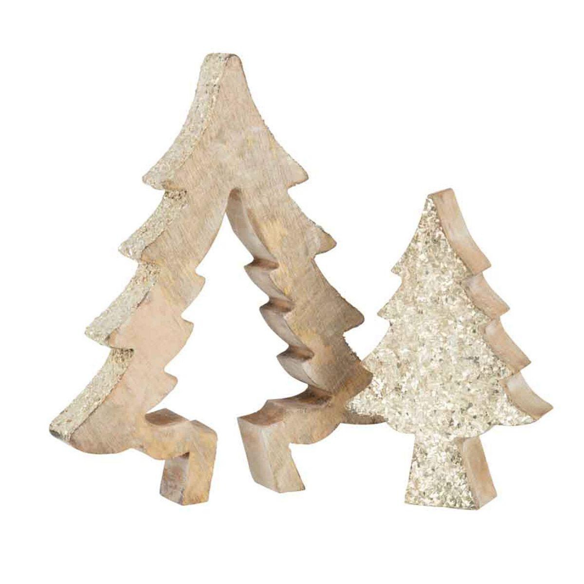 Voir la diapositive 2 : J-LINE Statuette déco  puzzle arbre de noël  30cm naturel