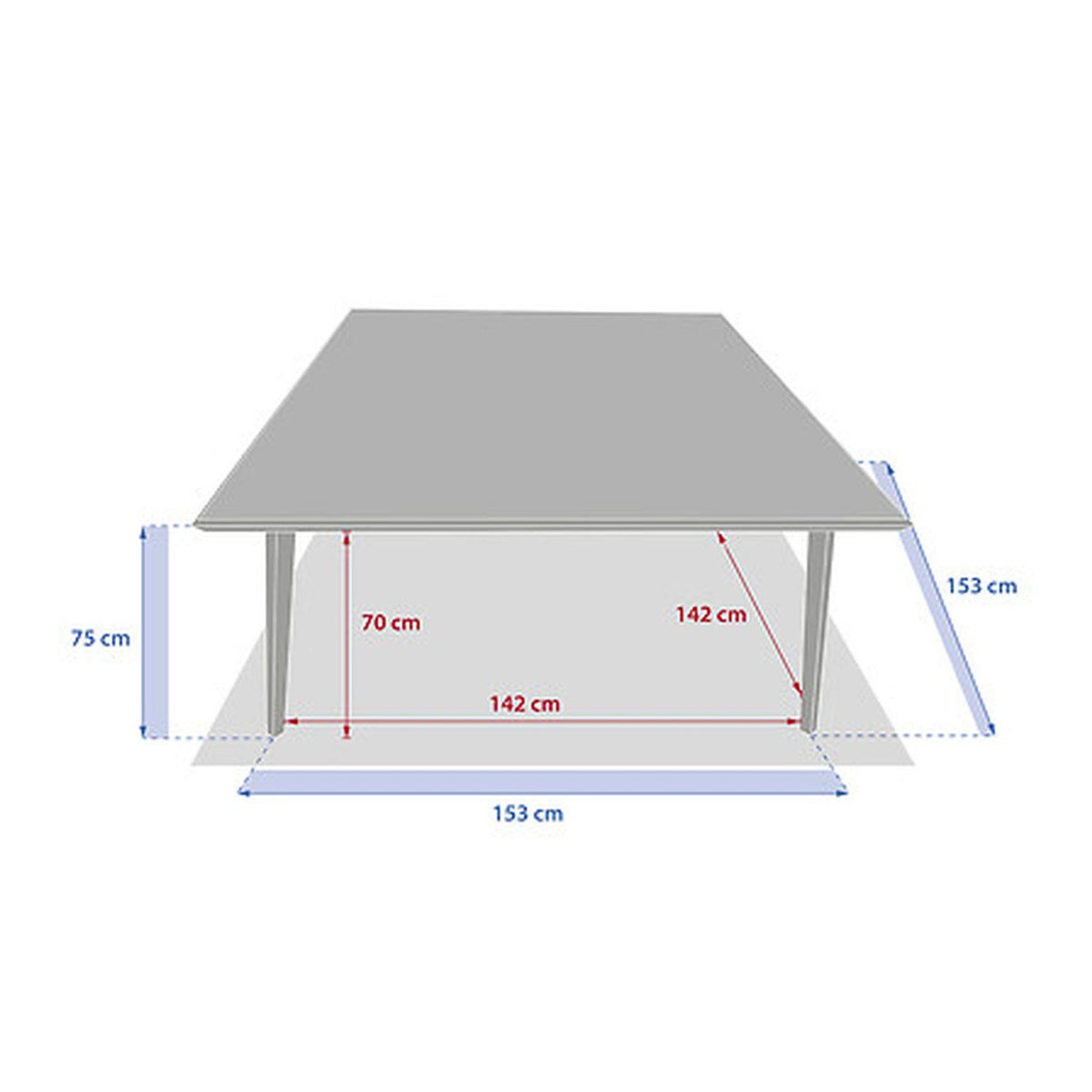 HESPERIDE Table de jardin bistro carrée en acier et céramique 8 places LAMBADA - Graphite