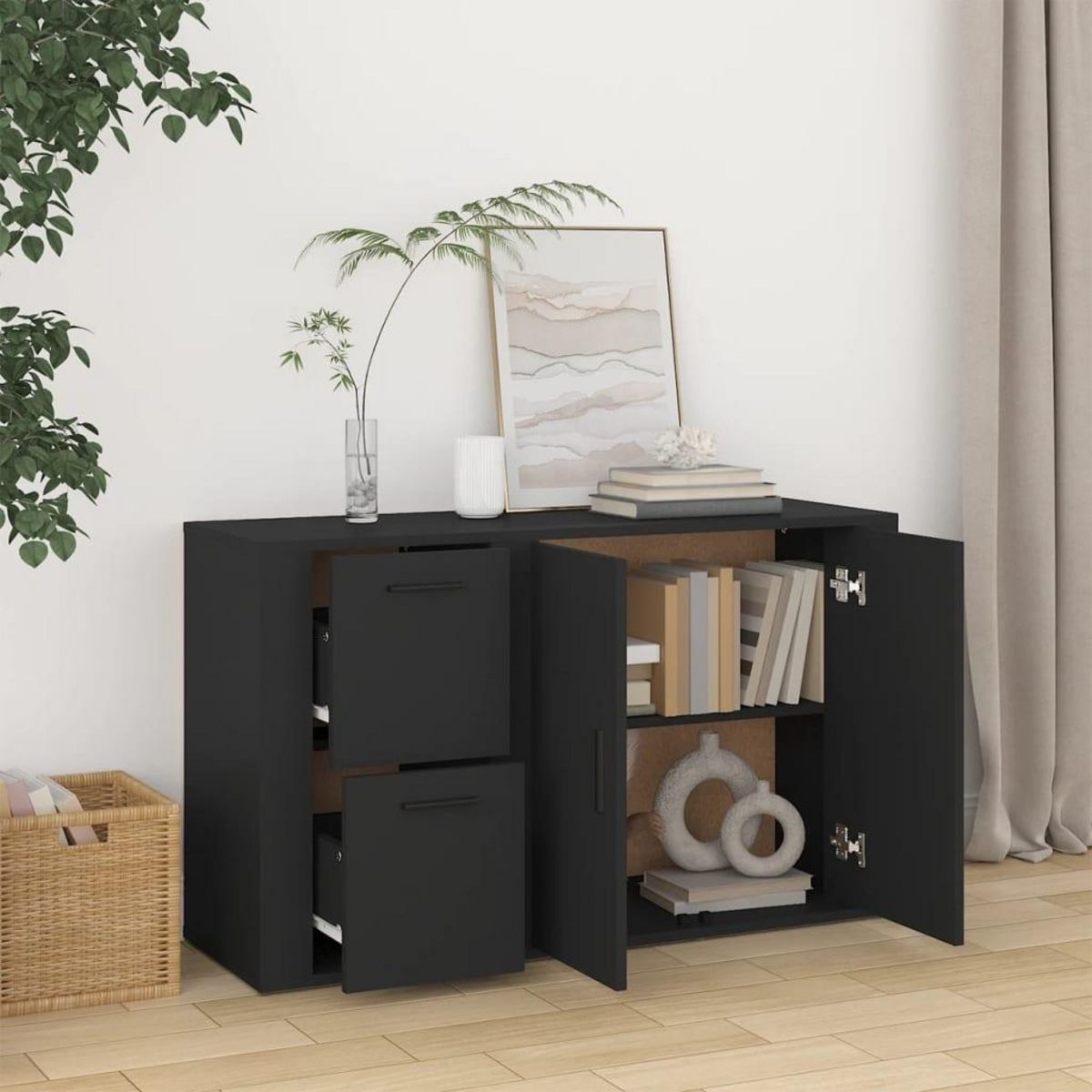 VIDAXL Buffet Noir 100x33x59,5 cm Bois d'ingenierie