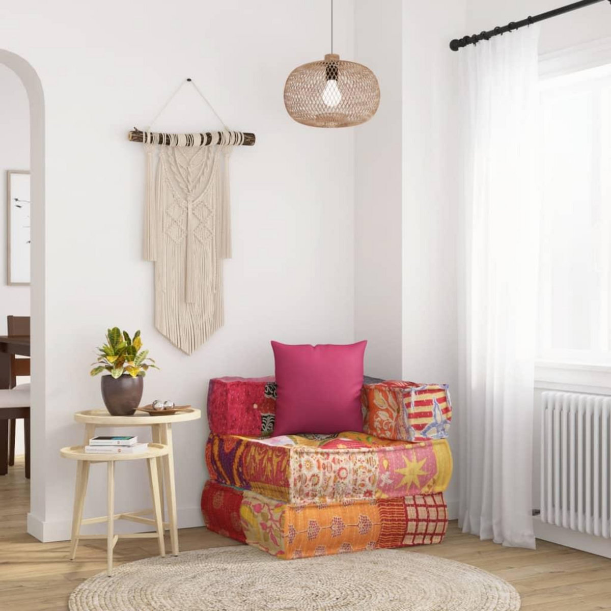 VIDAXL Pouf modulaire avec oreiller Patchwork Tissu