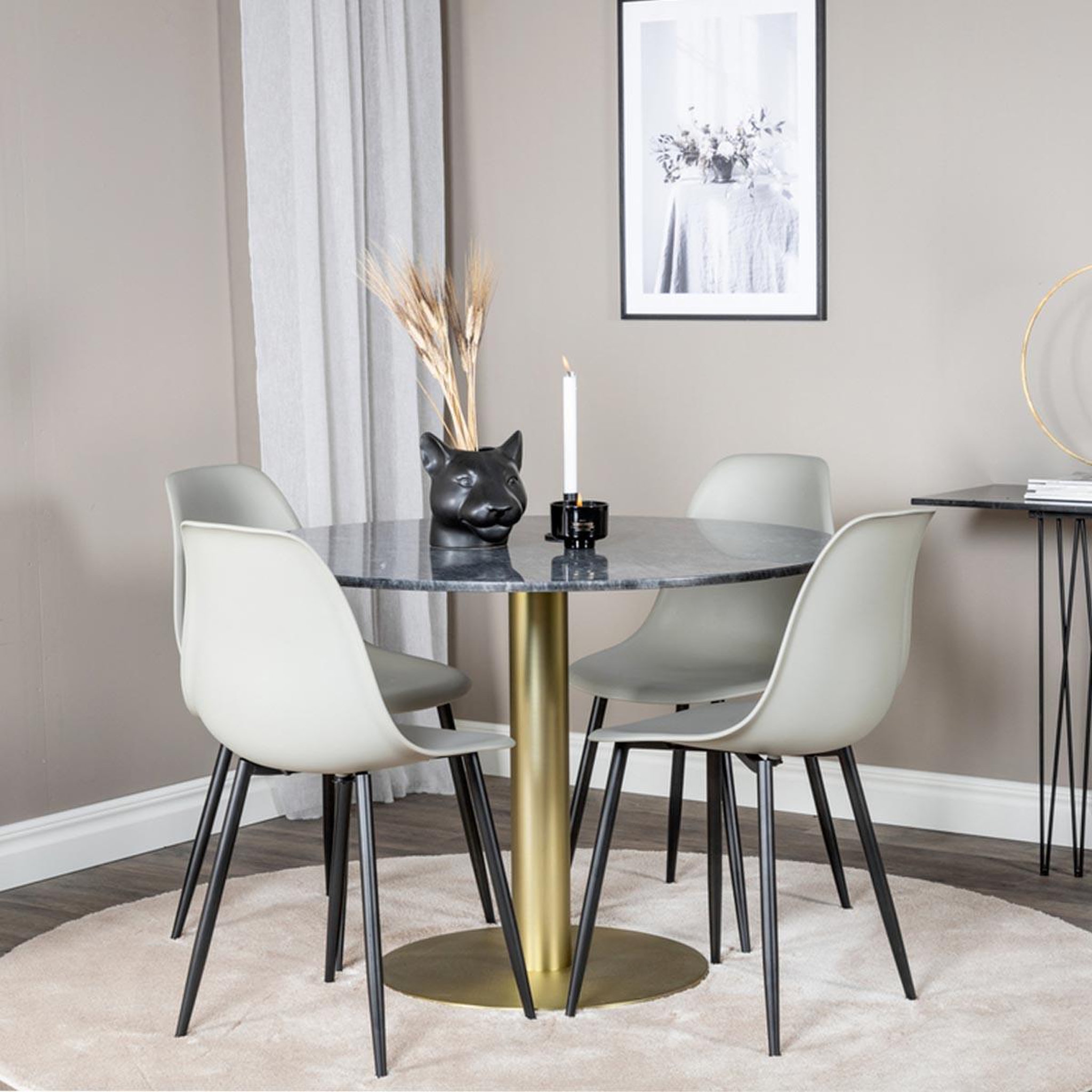 Voir la diapositive 4 : Paris Prix Ensemble table à manger & 4 chaises  estelle & polar  106cm gris foncé & gris