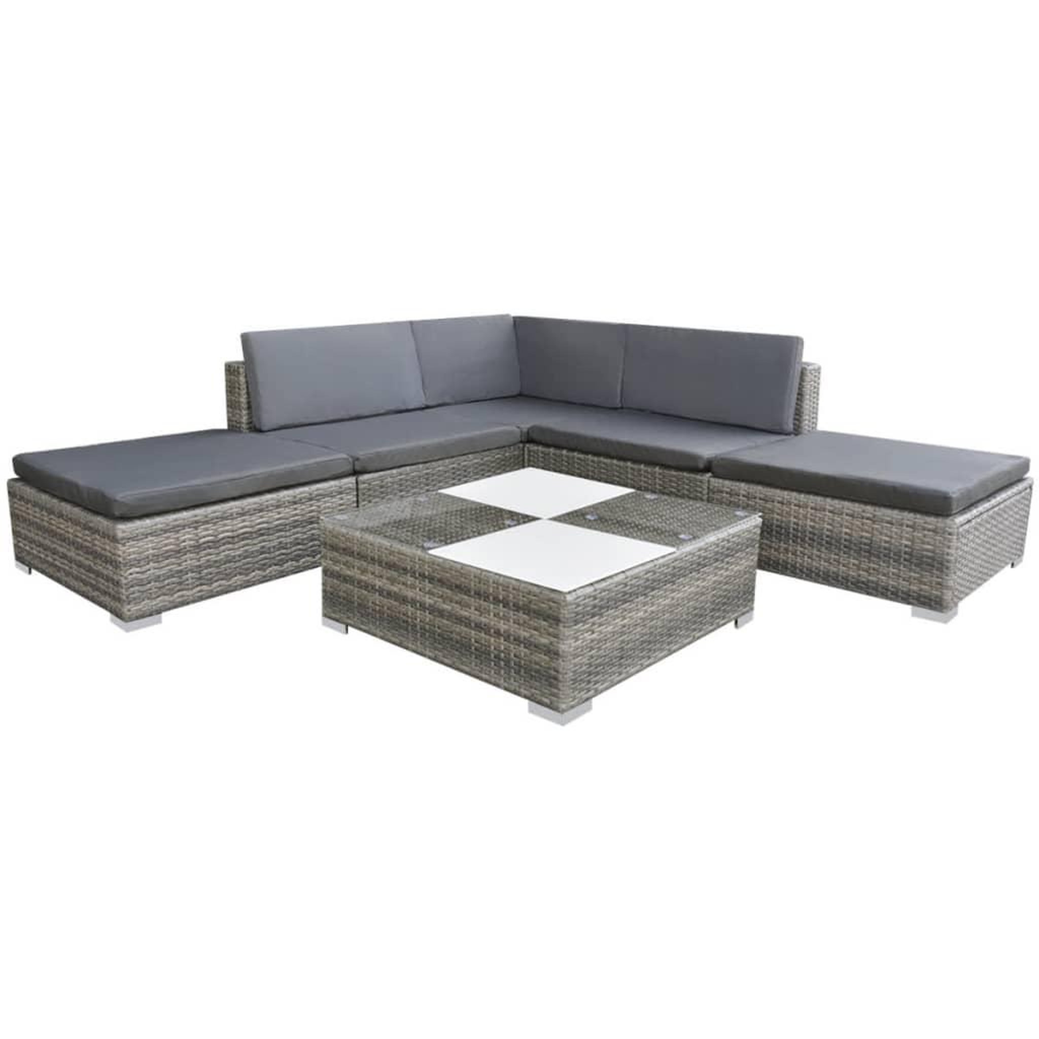 VIDAXL Salon de jardin 6 pcs avec coussins resine tressee gris