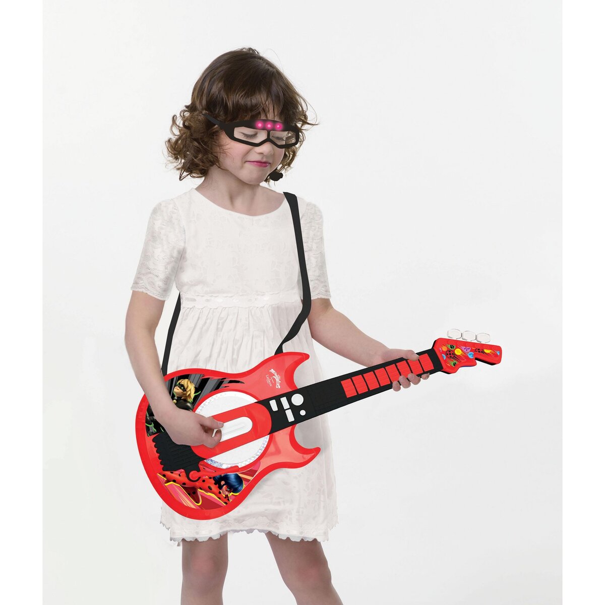 Lexibook Guitare Électronique Lumineuse avec lunettes et micro Miraculous