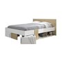 Voir la diapositive 1 : DIAGONE DIAGONE Lit adulte avec tiroirs de rangement - Chene et blanc - 140 x 190 - SWIVEL