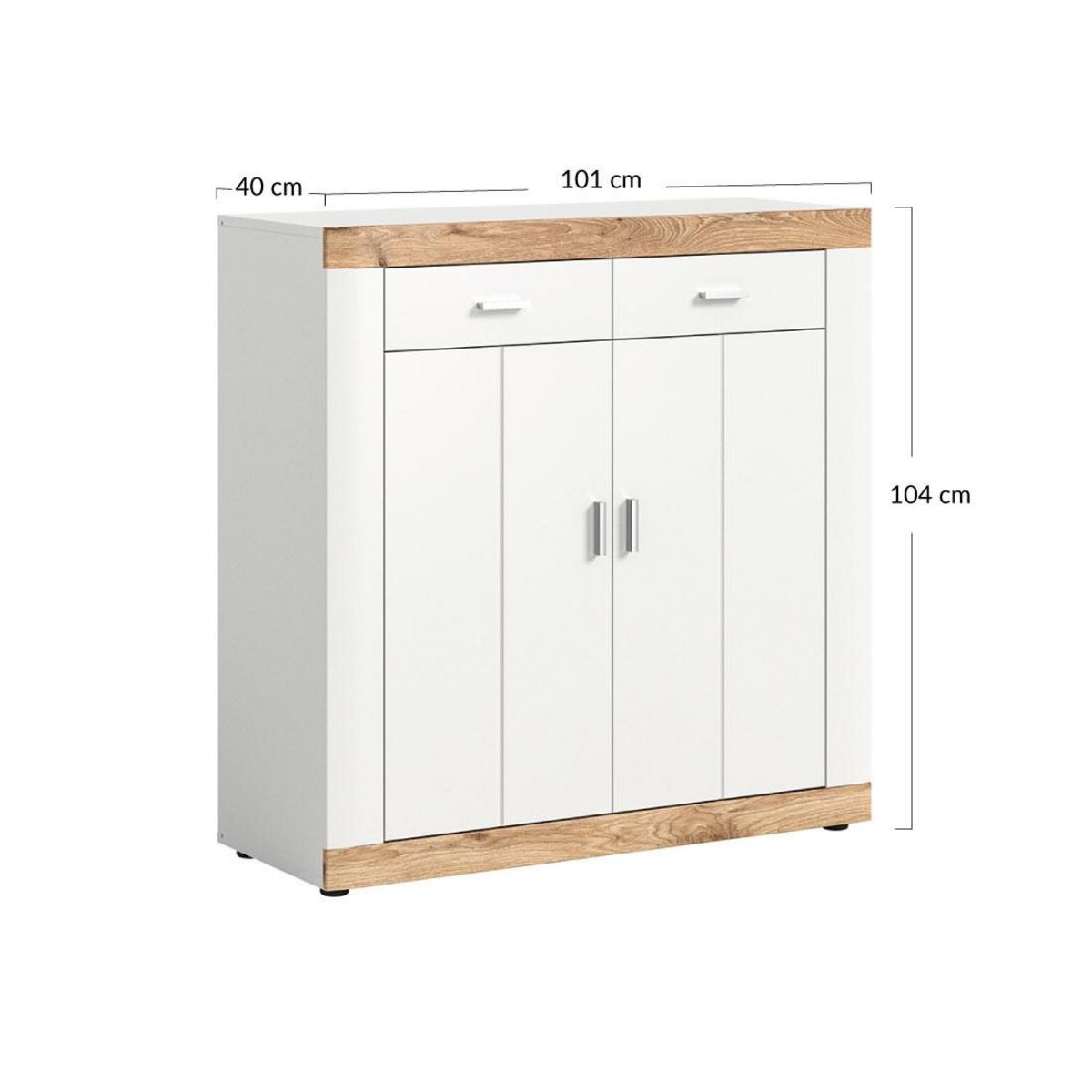 BEST MOBILIER Coventry - buffet haut - blanc et effet bois - 101x104 cm
