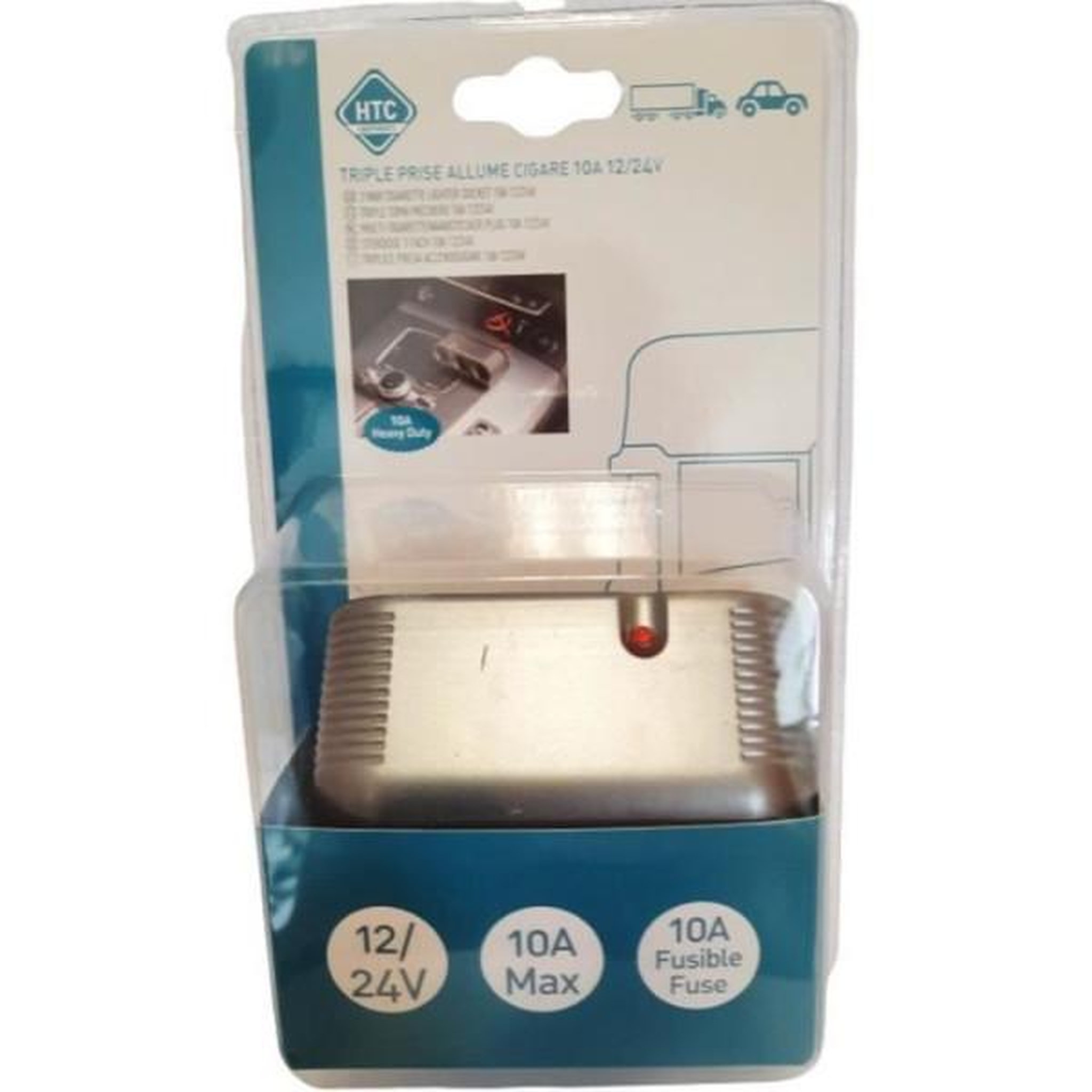 Voir la diapositive 2 : HTC EQUIPEMENT Triple prise allume-cigare 12/24V - HTC EQUIPEMENT - Avec prise Heavy duty et Cable rouge 80cm