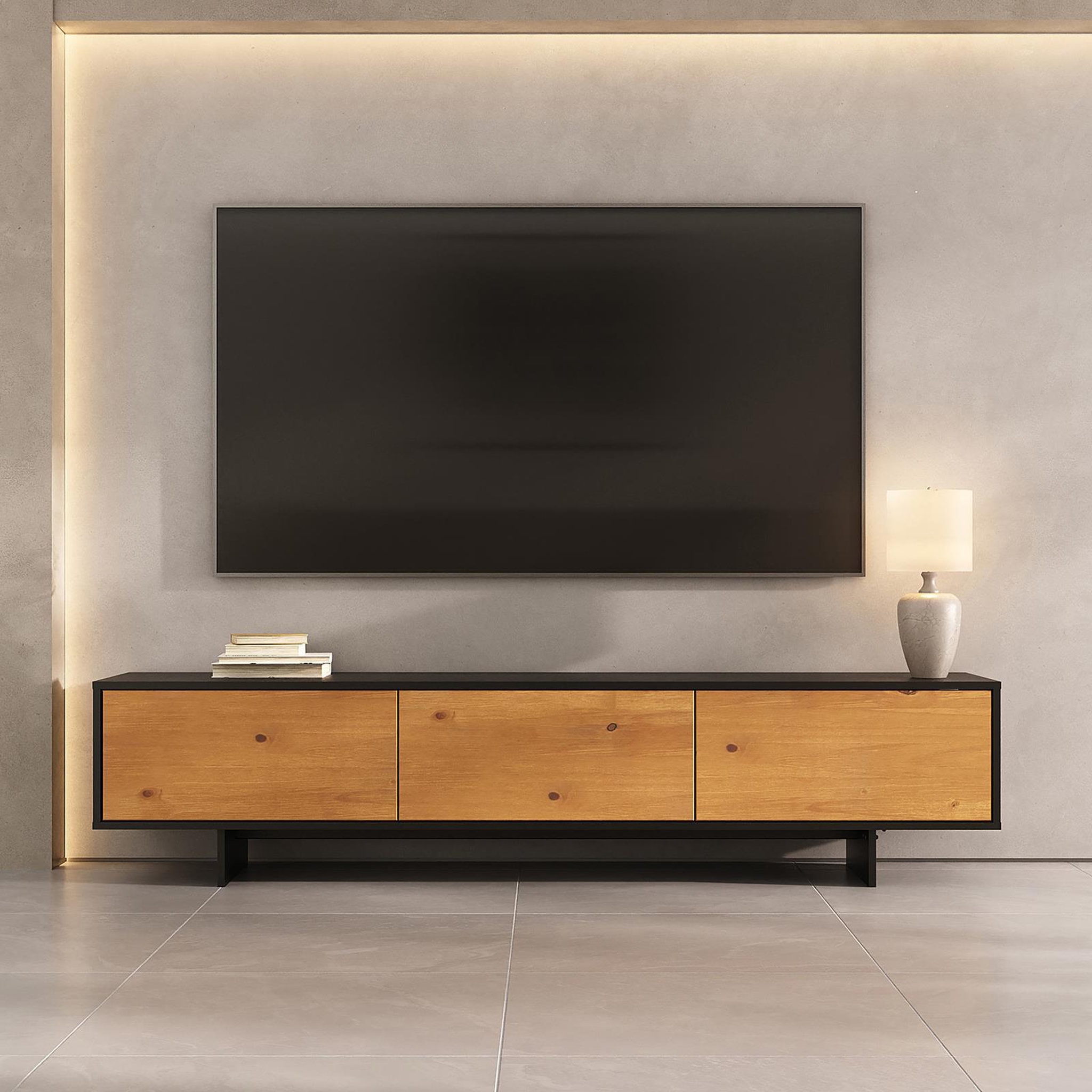 Voir la diapositive 2 : IDIMEX Meuble tv arto l 184 cm 3 portes en bois