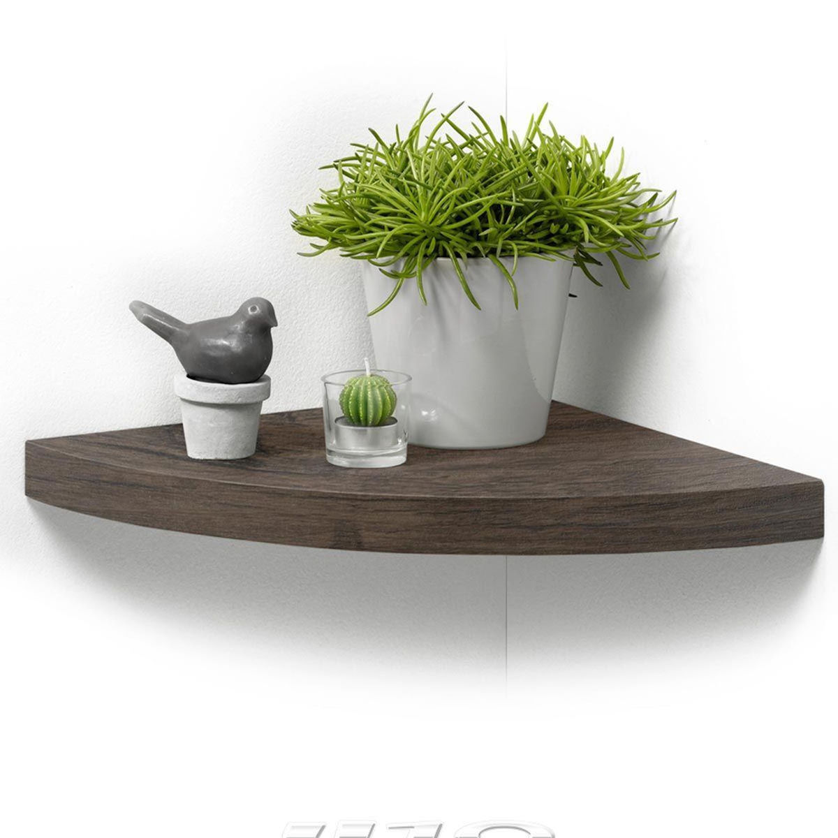 Paris Prix Étagère d'Angle Murale  Flottante  25cm Noyer