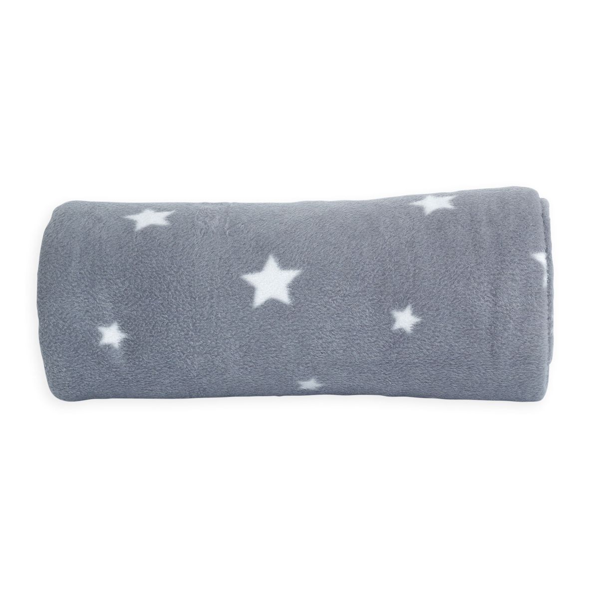 AUCHAN BABY Couverture polaire imprimée étoiles blanches sur fond gris