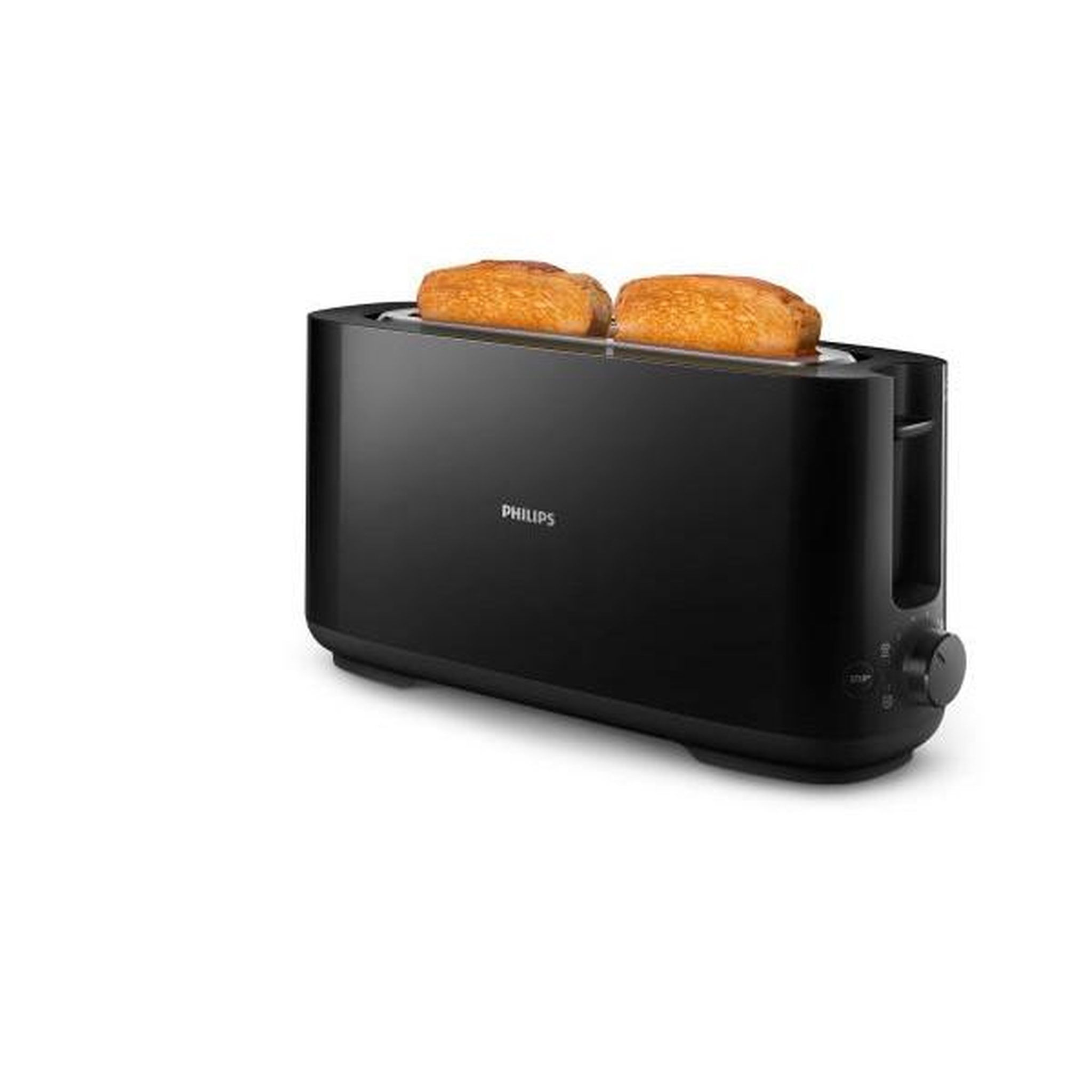 Voir la diapositive 2 : Philips Grille Pain - Toaster Electrique  – PHILIPS - Daily Collection – Design a fente longue - 8 réglages - Ramasse-miettes amovible - Noir