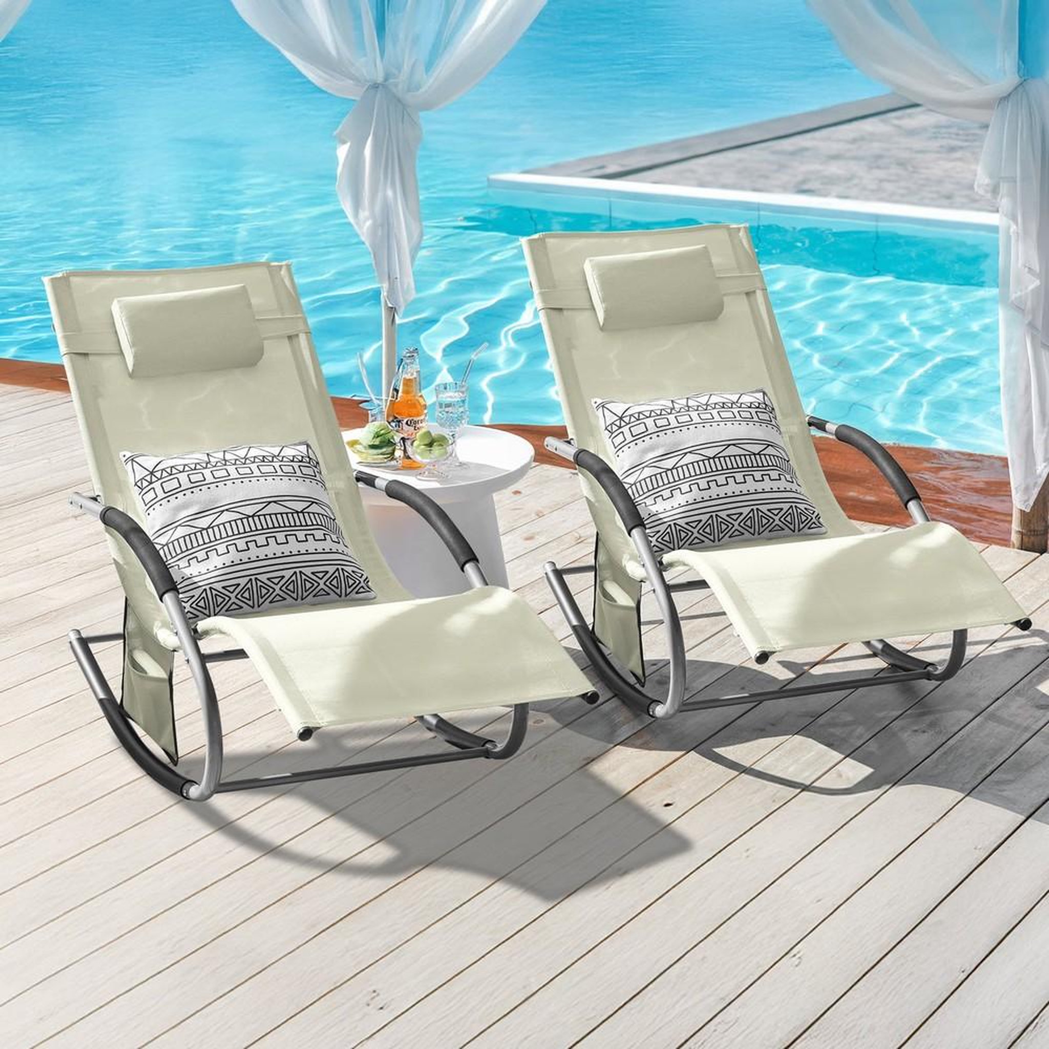 Voir la diapositive 2 : SOBUY SoBuy - Lot de 2 chaises à bascule pour jardin - Moderne - OGS28X2
