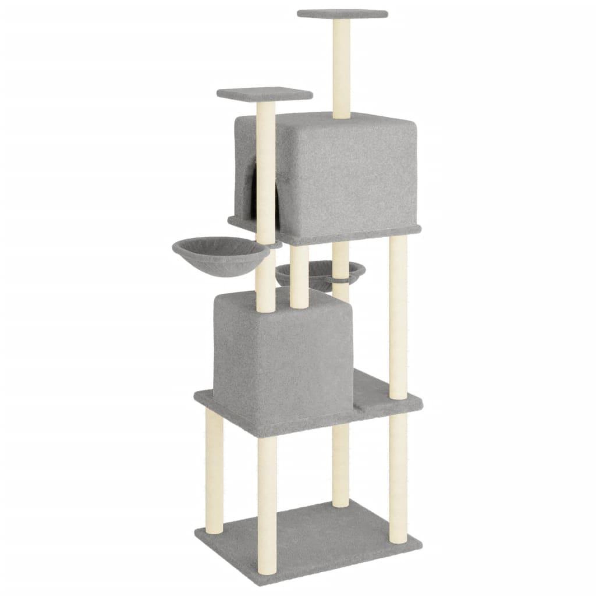 Voir la diapositive 5 : VIDAXL Arbre a chat avec griffoirs en sisal Gris clair 180 cm