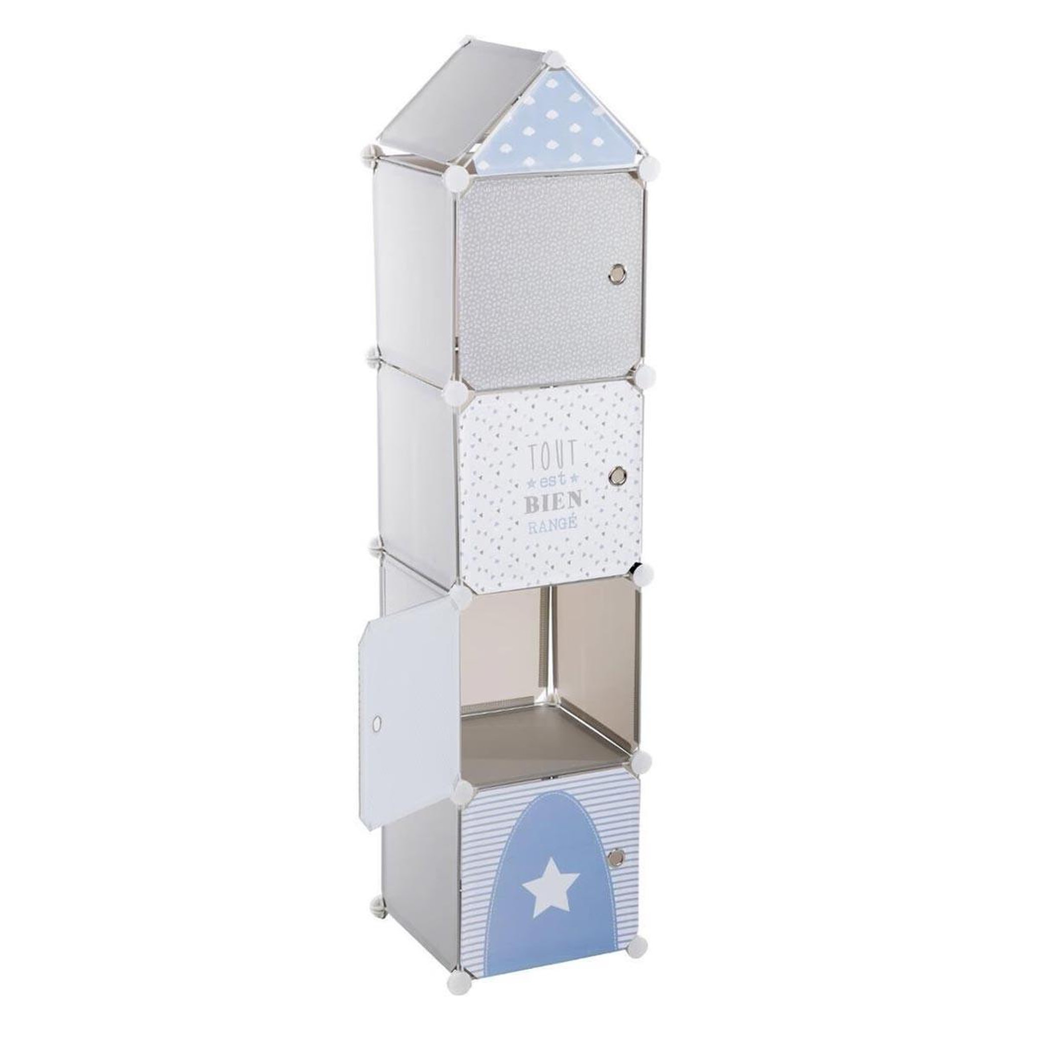 Atmosphera Kids Colonne de rangement  château  140cm gris & bleu