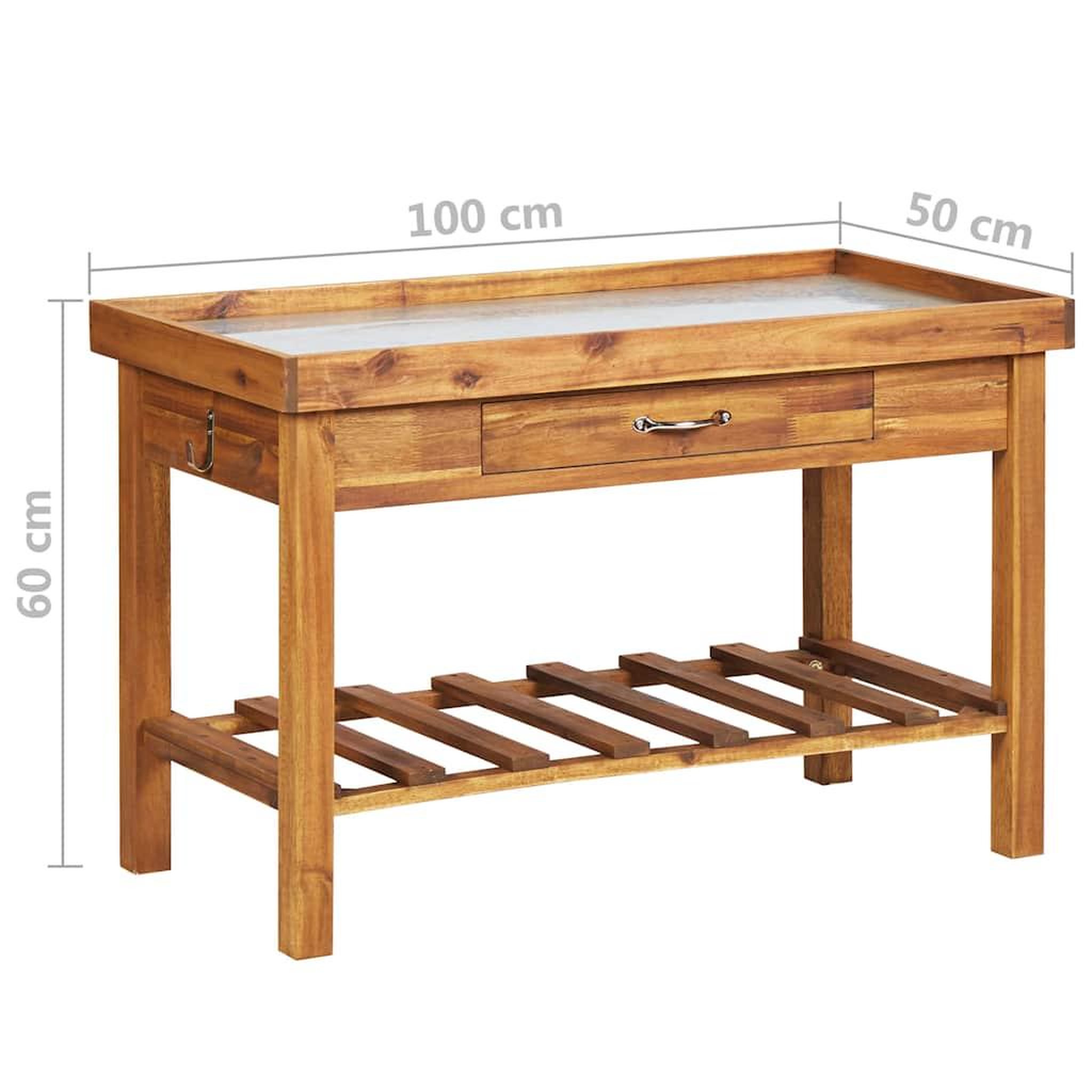 Voir la diapositive 6 : VIDAXL Table de jardin avec dessus en zinc bois solide d'acacia
