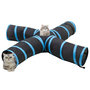Voir la diapositive 2 : VIDAXL Tunnel pour chats a 4 voies Noir et bleu 25 cm Polyester