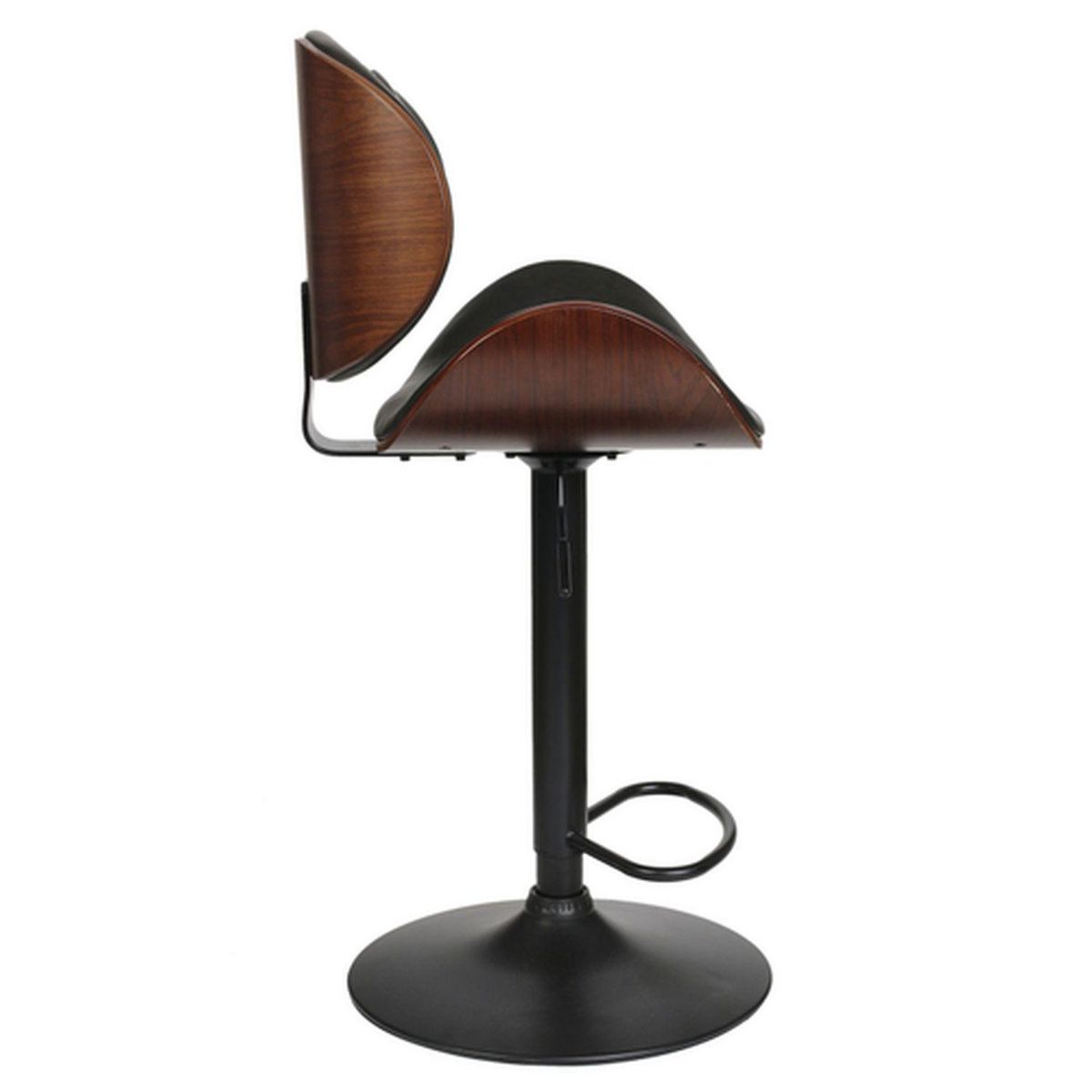 TOILINUX Chaise de Bar Reno - Hauteur réglable - effet Bois et Noir