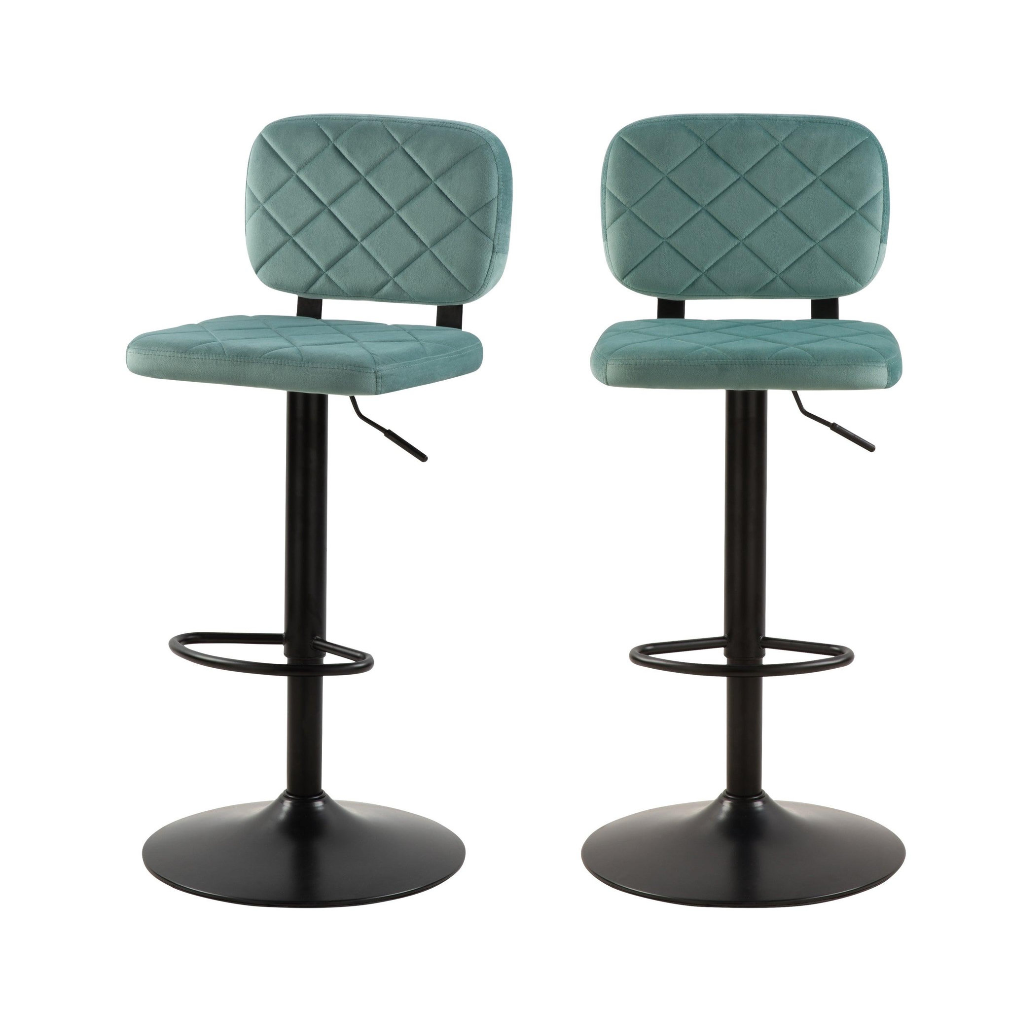 MAISON PAVANE Lot de 2 chaises de bar réglables 60/81 cm en velours vert d'eau-viktor