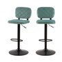 Voir la diapositive 1 : Rendez vous déco Lot de 2 chaises de bar réglables 60/81 cm en velours vert d'eau-Viktor