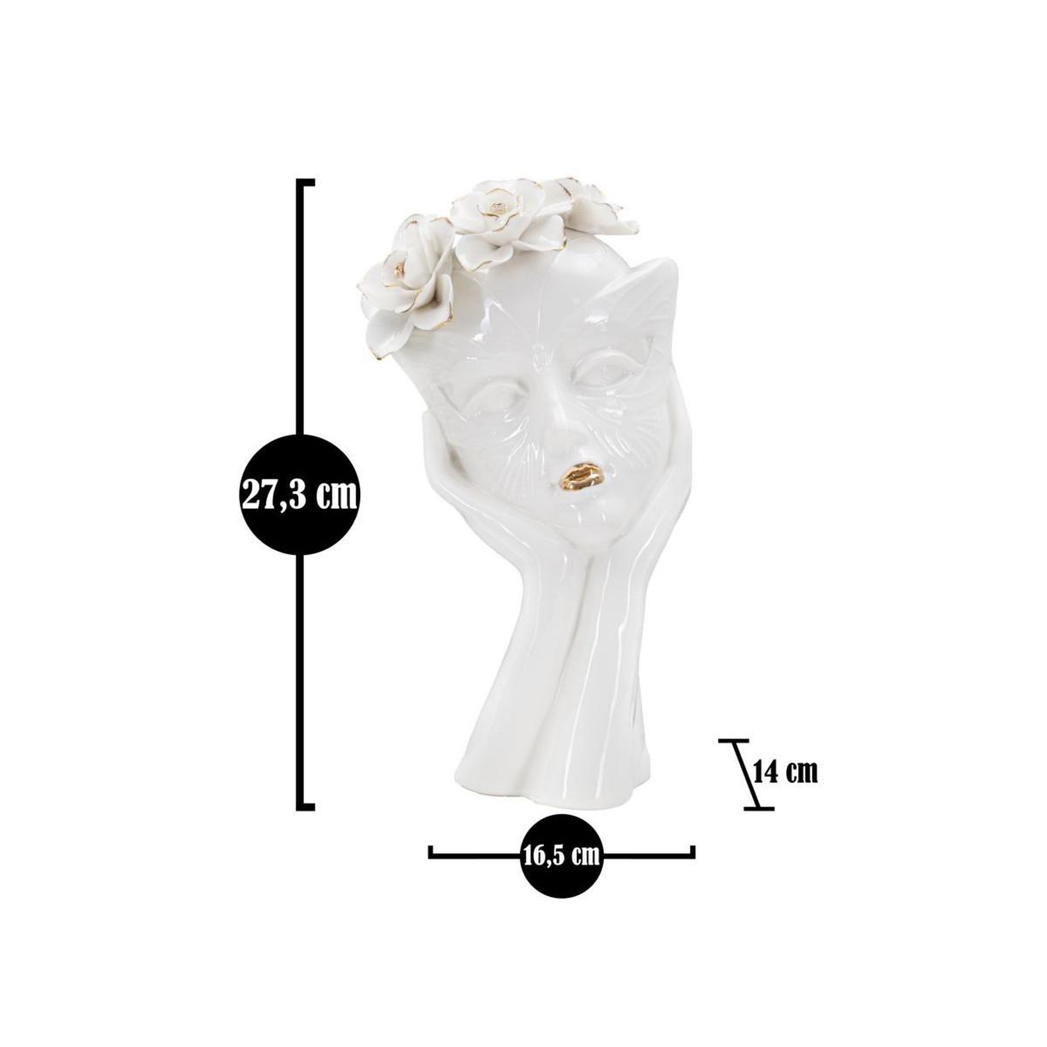 Voir la diapositive 6 : Paris Prix Vase déco en porcelaine  woman mask  27cm blanc