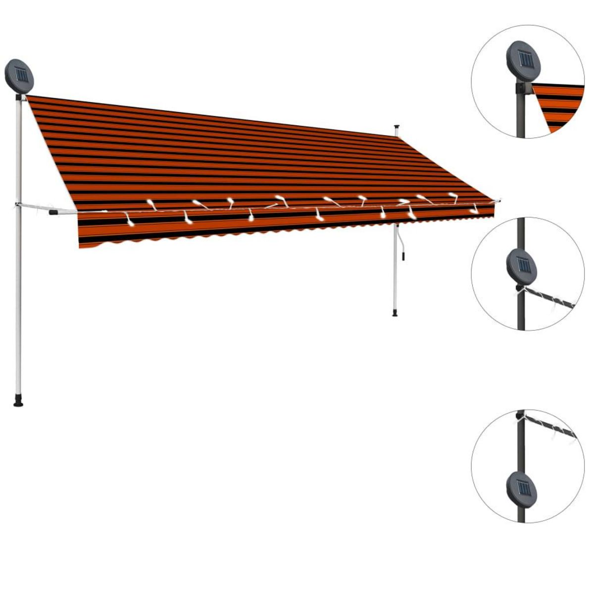 VIDAXL Auvent manuel retractable avec LED 400 cm Orange et marron