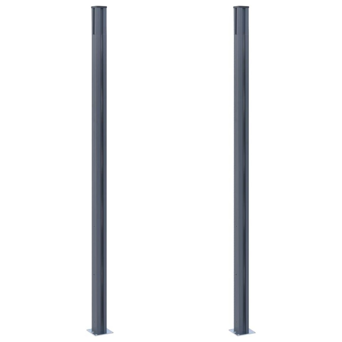 VIDAXL Poteaux de cloture 2 pcs Gris fonce 185 cm Aluminium