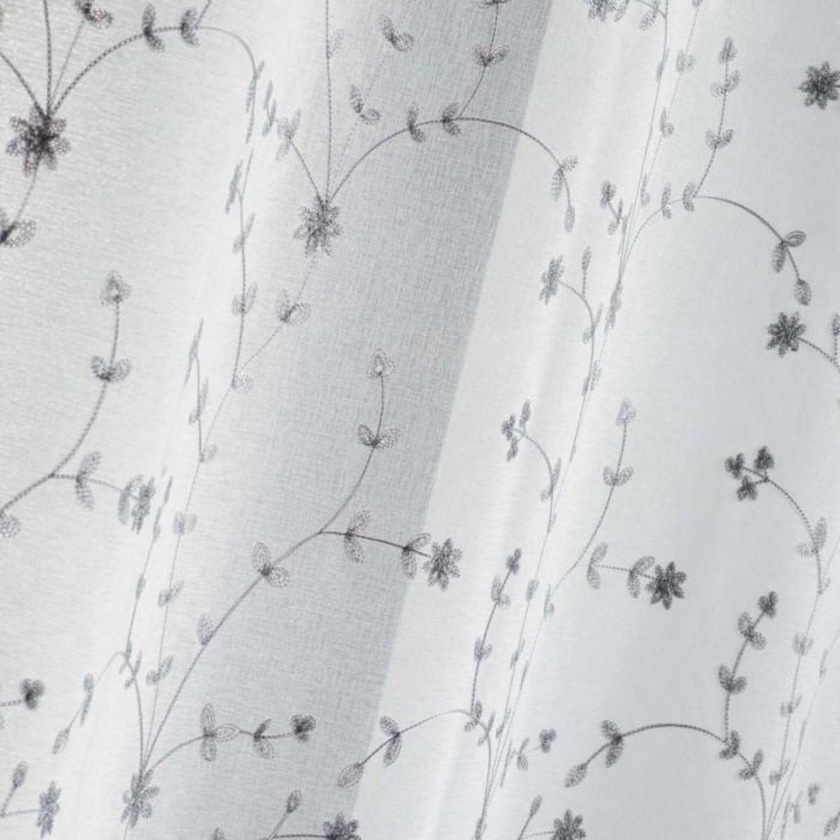Paris Prix Paire de Voilages  Petite Fleur  60x120cm Blanc & Gris