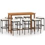 Voir la diapositive 2 : VIDAXL Ensemble de bar de jardin avec coussins 9 pcs Noir