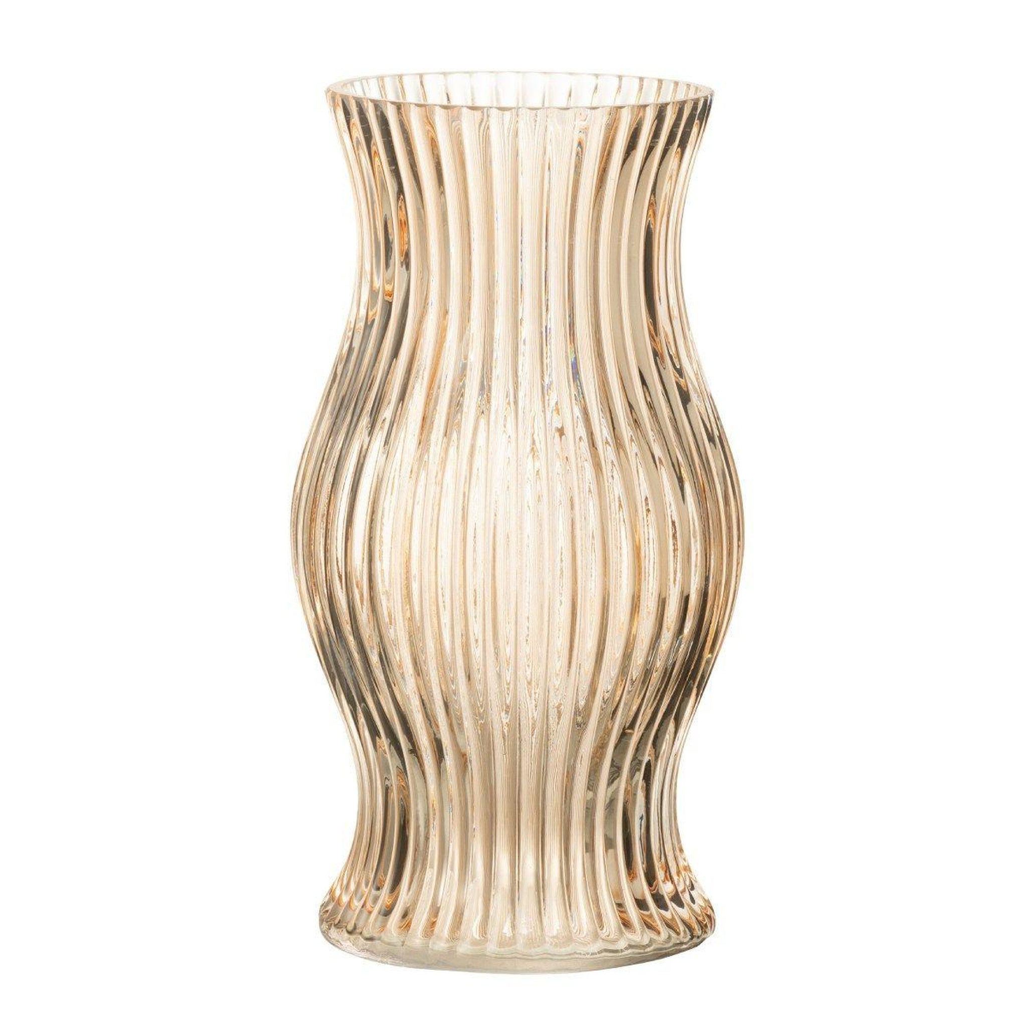 Voir la diapositive 1 : J-LINE Vase Design Strié  Mae  26cm Pêche